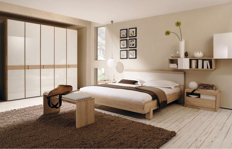 camera-da-letto-moderna-colore-beige-arredo-legno