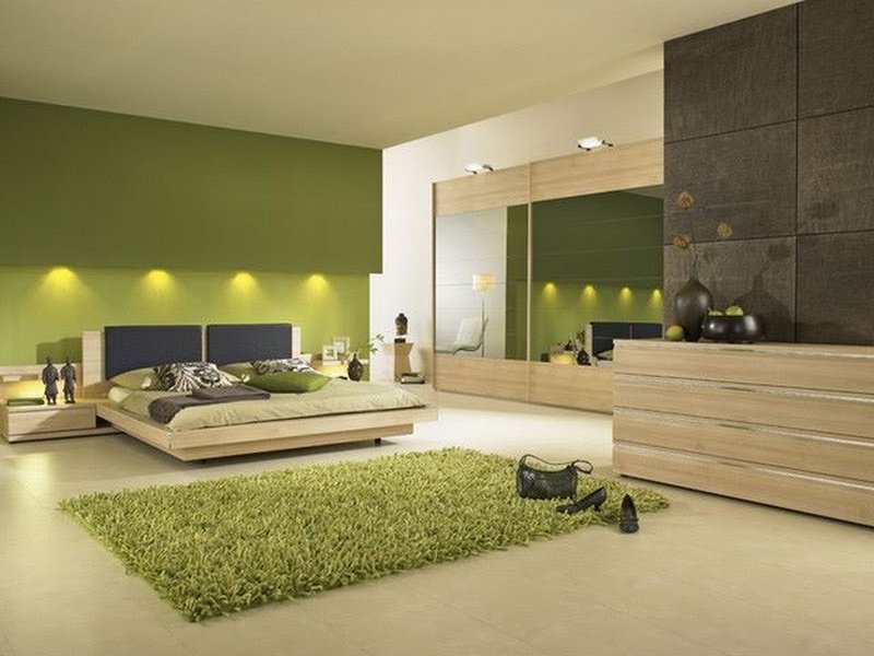 camera-da-letto-moderna-colore-verde-arredo-legno
