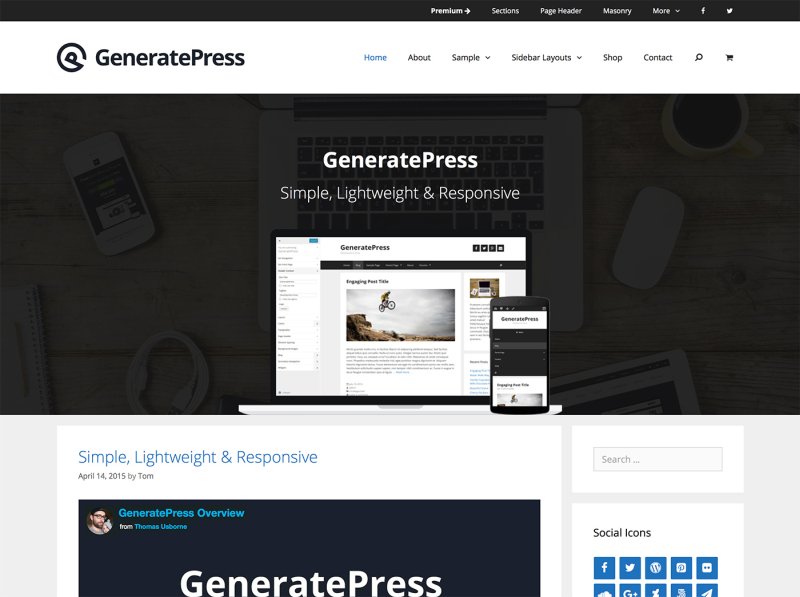 generate-press-template-wordpress-responsive-gratis